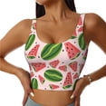 thumbnail image 3 of Goofa Watermelon Printed Sports Bras for Women, High Impact Running Bra Workout Crop Tank Tops Longline Sports Bra Push up-X-Large, 3 of 9