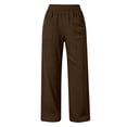 thumbnail image 3 of Guluxicc Women's Cotton Pants with Pockets Elastic Waist Wide Leg Long Trousers Everyday Wear for Summer Casual Outfits, 3 of 6