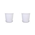 thumbnail image 1 of Yuarrent Cubo de maceta de flores de escritorio, agujeros de drenaje de invernadero, maceta, contenedor suculento con bandeja, accesorio de Blanco/Bandeja 18 cm * 13 cm * 10 cm 2piezas, 1 of 6