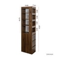 thumbnail image 4 of 70.87" H Display Storage Cabinet with 3 Side Drawers, 4 Tier Shelf,4 Display Shelves,Modern Wooden Tall Bookshelf with High Quality MDF,Narrow Conner Decoration Bookcase for Living Room Home,Walnut, 4 of 7