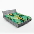 thumbnail image 2 of Ambesonne Forest Fitted Sheet, Vintage Jungle Landscape Art, King Size, Fern Green and Laurel Green, 2 of 5