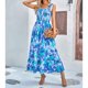thumbnail image 1 of Maxi vestido fruncido estampado correa plisada moda elegante mujer Maxi vestido para fiesta de citas, 1 of 8