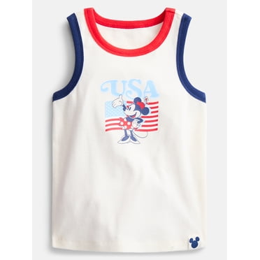 Minnie Mouse Girls Patriotic Americana USA Graphic Tank Top, Sizes 4-18