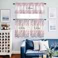 thumbnail image 2 of Red Blue Spring Floral Kitchen Curtains Sets for Windows 24 Inch Length, Welcome Pastoral Botanical Rod Pocket Window Treatments Tier Curtains and Valances Set for Bedroom/Bathroom, 2 of 8