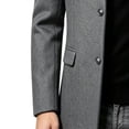 thumbnail image 3 of Men's Pea Coat Slim Fits Winter Trench Overcoat,Stand Collar Button Front Outerwear with Pocket,Dress Jacket For Business Office Casual Warm Wear,Gray,M, 3 of 5