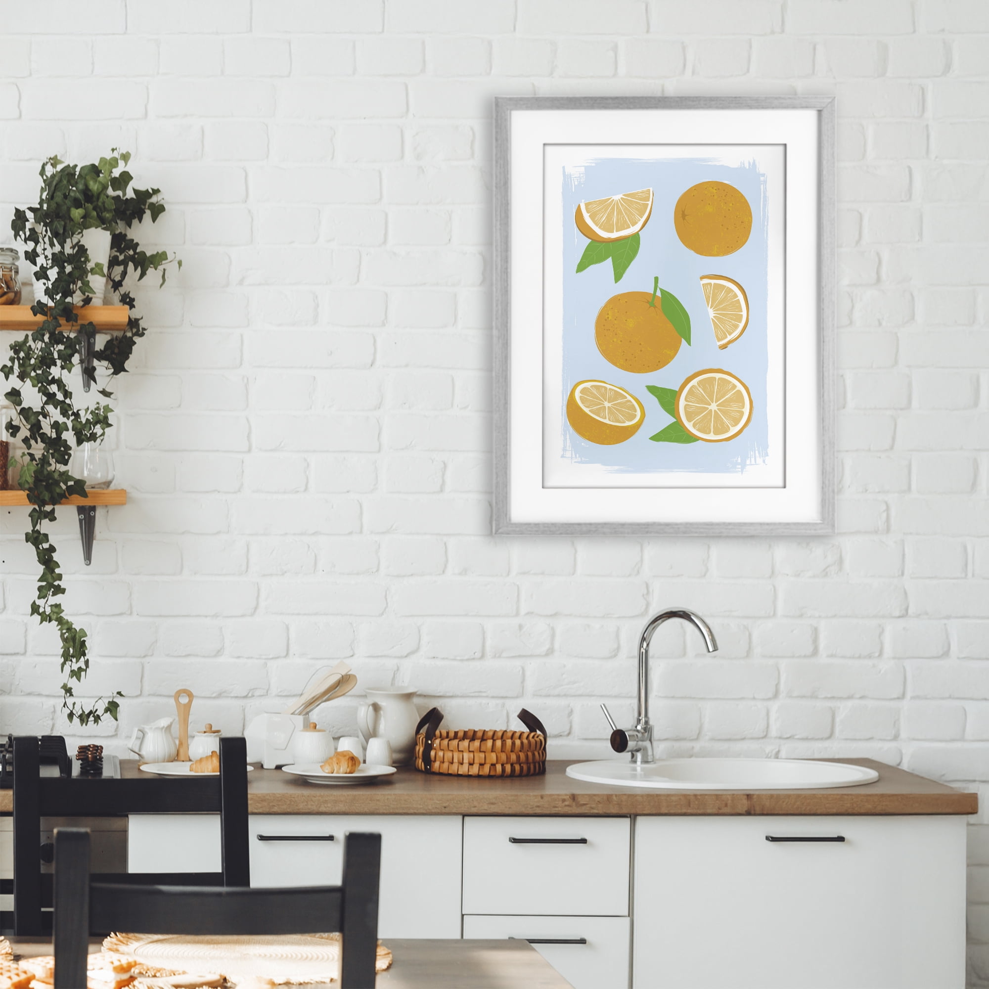 Stupell Industries Pastel Summer Oranges Gray Framed Print Under Glass, design by Martina Pavlova