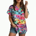thumbnail image 4 of TOWMUS Women's Plus Size Hawaiian Shirts Short Sleeve Casual Floral Button Down Shirt Tropical Beach Blouse Summer Top, 4 of 6