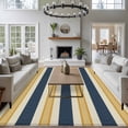 thumbnail image 4 of Vintage Stripes Washable Living Room Rugs 6'x9', Yellow Striped Retro Geometric Lines Low Pile Throw Large Area Rug Non-Slip Sturdy Edge Binding Carpet for Dining Room Kitchen Office, 4 of 9