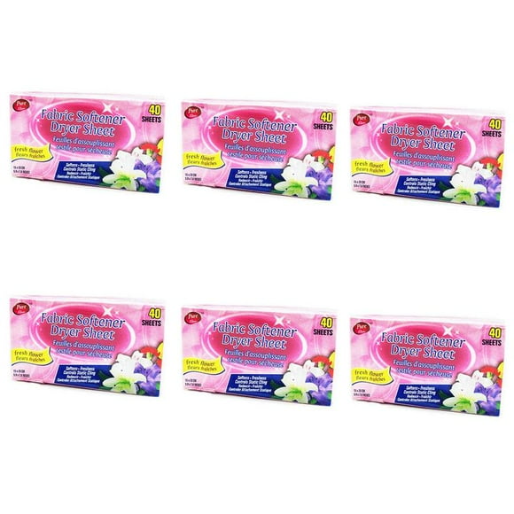 Pure Kleen Fabric Softener Dryer Sheet- Fresh Flower (40 Sheets) (Pack of 6)