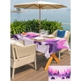 thumbnail image 5 of Outdoor Tablecloth with Umbrella Hole for Patio/Picnic/Party/Camping, Purple Pink Ombre Forest Waterproof Table Cloth Rectangle Table Cover Washable, Tree Modern Abstract Art (54"x 80"), 5 of 8