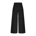 thumbnail image 5 of Laqbezok Women's High Waist Tiered Ruffle Wide Leg Pants, Smocked Elastic Waist Palazzo Trousers, Casual Flowy Pleated Summer Beach Swing Pants Boho Vacation Wear, 5 of 9