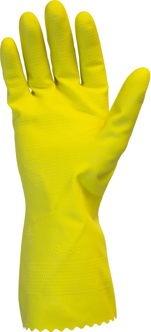 Heavy Duty Rubber Gloves Mil Yellow Latex Flock Lined Household Cleaning Dishwashing
