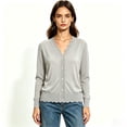 thumbnail image 2 of Women's V-Neck Button Down Long Sleeve Knit Cardigan, Lightweight Soft Layering Front Sweaters,Size S-2XL, 2 of 6