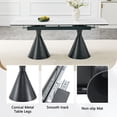 thumbnail image 5 of Sumdeal 7-Piece Dining Table Set for 6, Extendable Table with Dark Gray PU Chairs, 5 of 9