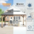 thumbnail image 3 of MeetLeisure 13 ft. x 11 ft. Wood Gazebo with Mosquito Netting Double Steel Roof Hardtop, 3 of 14