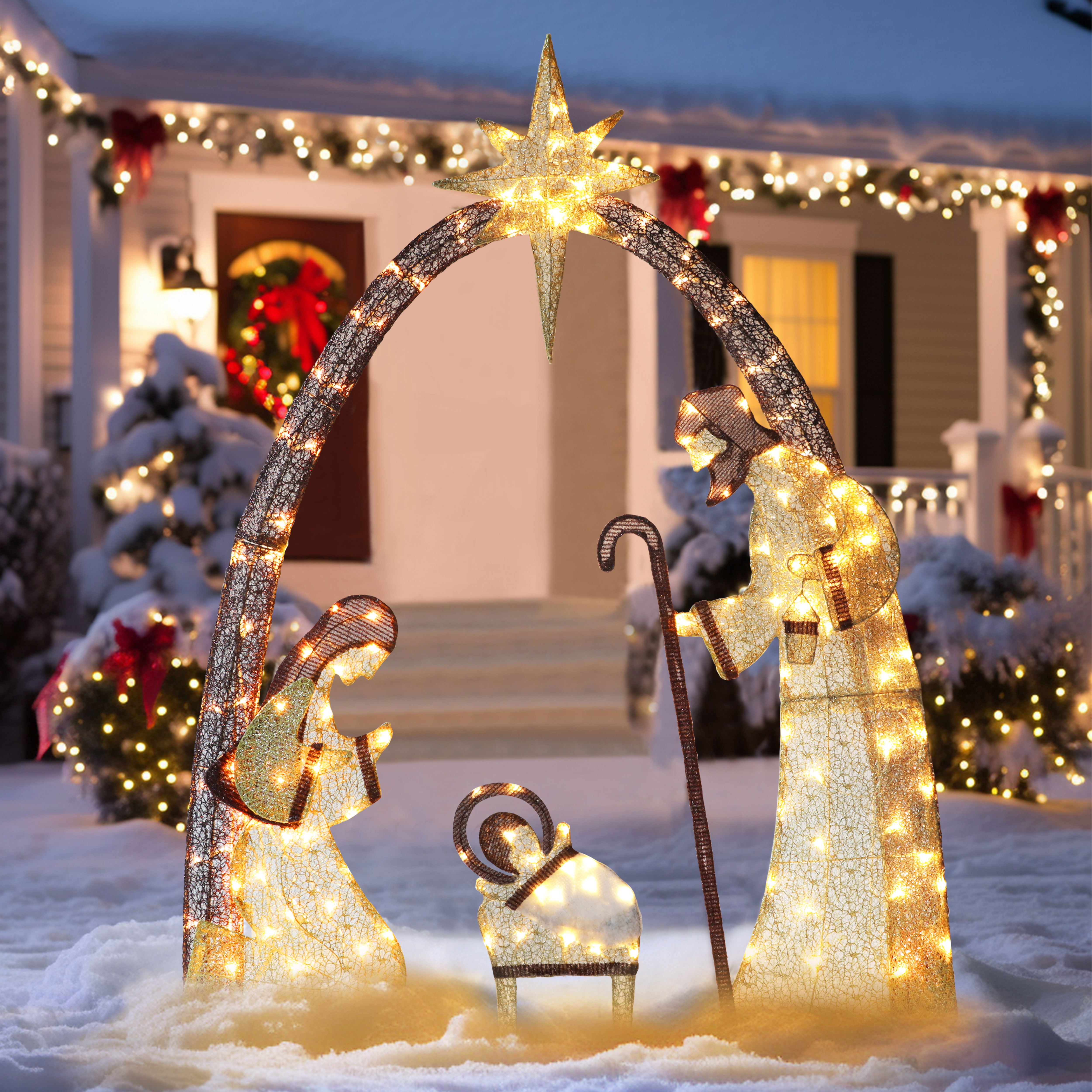 VEIKOUS 60 in. Nativity Scene Christmas Yard Decorations with LED lights,  Gold HP1001-08-3 - The Home Depot