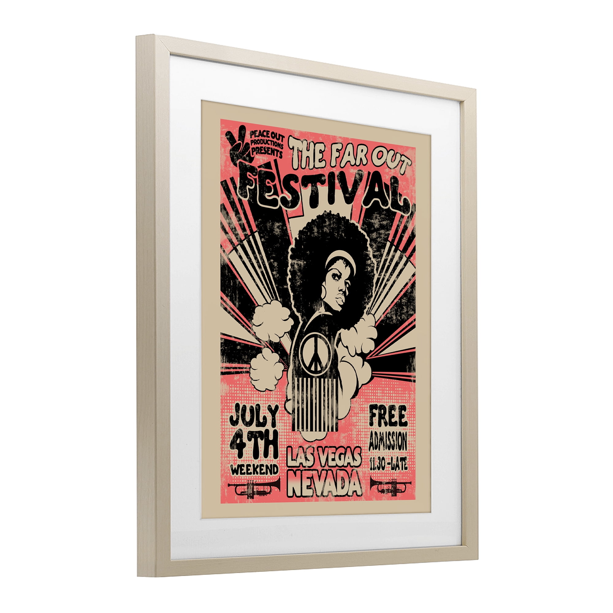 Stupell Industries Retro Far Out Festival Poster Birch Framed Print Under Glass, design by Ali Chris