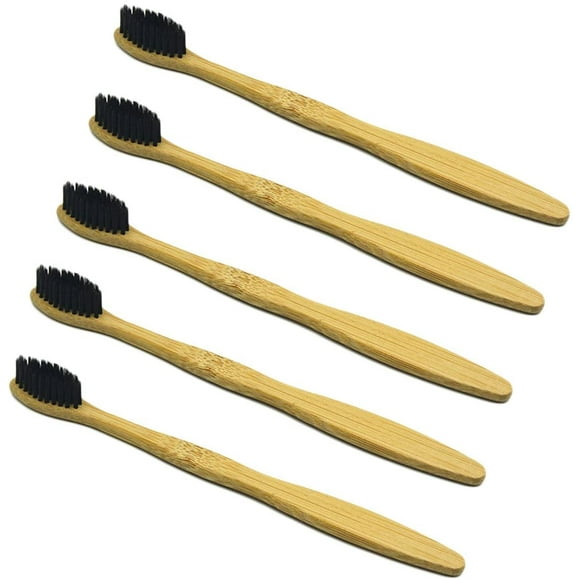 Natural Bamboo Toothbrush Pack Of 5 Vegan Organic Eco Friendly Biodegradable Bamboo Toothbrushes