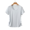 thumbnail image 5 of hlysgo Womens Comfy Lightweight Shirt Running Workout Swim Basic Short Sleeve Crewneck Sun T-Shirt Blue,XL, 5 of 6