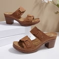 thumbnail image 4 of FRSASU Women's Block Heel Dressy Sandal Chunky Platform Summer Wedding Party Two Band Heels Open Toe Slipper Shoes Brown, 4 of 9