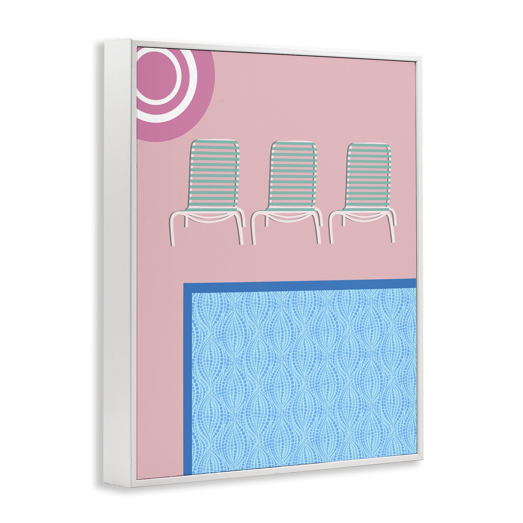 Stupell Industries Summer Poolside View Scenery Painting White Framed Art Print Wall Art, 24 x 30