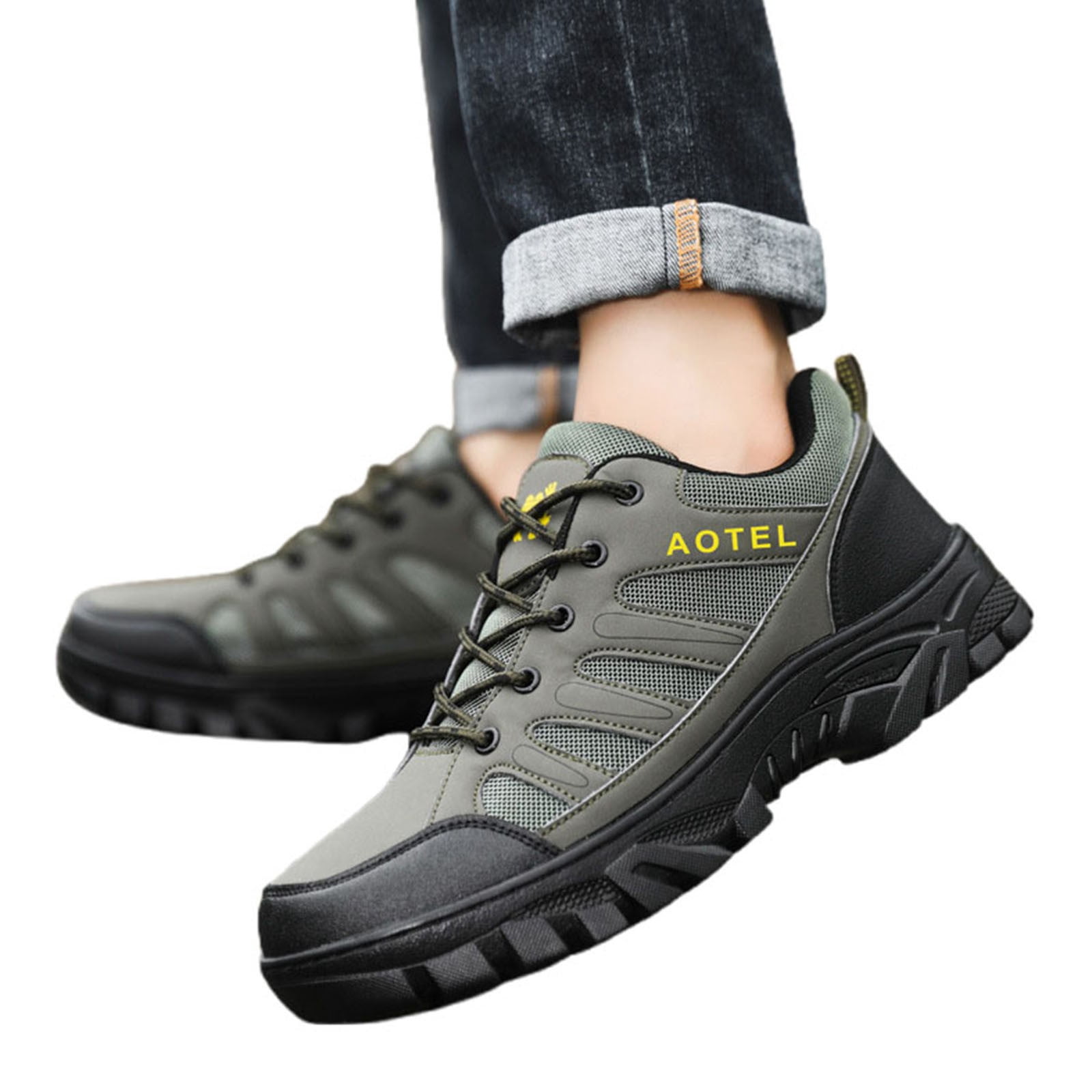 AUDeals Men's Waterproof Hiking Shoes, Lightweight Mountain Trekking Boots with Anti Slip Support, Breathable Outdoor Walking