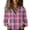 Pink, variant on Womens Casual Cuffed Long Sleeve Button Down Plaid Flannel Shirt Tops Summer Blouse Fashion Clothing
