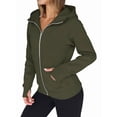 thumbnail image 3 of Sudaderas con Capucha y Cremallera para Mujer, Chaquetas de Forro , Sudaderas de Gran Tamaño, Conjuntos de Moda de Otoño, Suéteres, Ropa de Invierno. Verde M, 3 of 9