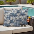 thumbnail image 4 of Watercolor Floral Outdoor Waterproof Pillow Covers, Vintage Country Tribal Tie-dye Flowers Blue Decorative Square Throw Pillowcase Sofa Cushion Sham for Patio/Couch/Chair, 26"x26" 2 Pack, 4 of 8