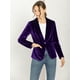 thumbnail image 3 of Abrigo De Oficina Para Mujer Chaqueta De Terciopelo Con Botones Y Cuello Chal Sólido Morado oscuro XL, 3 of 7