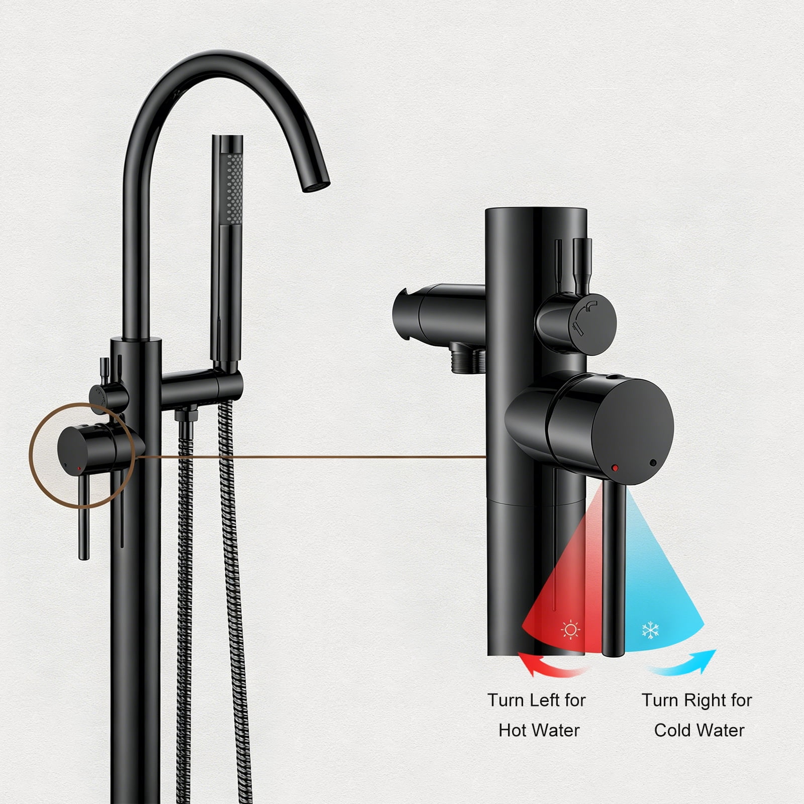 Giving Tree Brass Matte Black Freestanding Tub Faucet