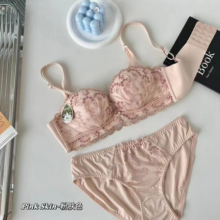 HHH 8824 Sexy Lace Latex Girl Lingerie Set Comfortable Wireless Medium Thick Small Chest Side Drawing Push up Bra