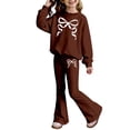 thumbnail image 4 of XEGLSBU Valentines Day Outfit Baby Girl Girls Long Sleeve Top and Flare Pants with Bow Print Two Piece Outfit for Toddler and Kid Brown Size 8-9 Years, 4 of 4