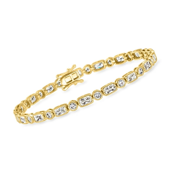 Ross-Simons 6.70 ct. t.w. CZ Bracelet in 18kt Gold Over Sterling, Women's, Adult