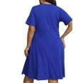 thumbnail image 3 of DYMADE Short Sleeve Midi A-Line Crewneck Cutwork Pullover Women Plus Size Dress, 3 of 8