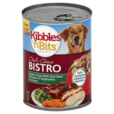 Kibbles 'n Bits Chef's Choice Bistro Hearty Cuts With Real Beef, Chicken & Vegetables in Gravy Wet Dog Food, 13.2 Ounces (12