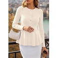 thumbnail image 3 of PRETTYGARDEN Women's Fall Lightweight Cardigan Sweaters | Long Sleeve Peplum Tops, Button Up, Slim Fitted, Flared Hem, Soft Ribbed Knit, Business Casual Outfits, Winter Trendy Clothes, 3 of 9