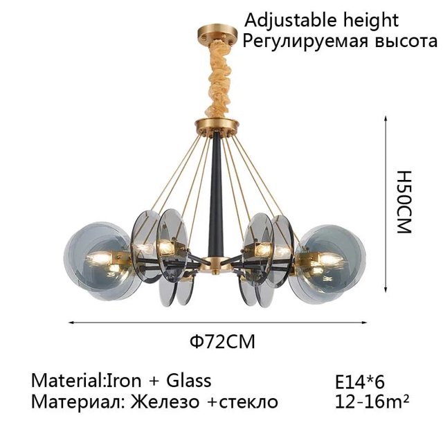 Nordic Postmodern LED Glass Chandelier Living Atmospheric Light Luxury Lamps Bedroom Hotel Shop Restaurant Bar Chandelier My Lux Decor Round