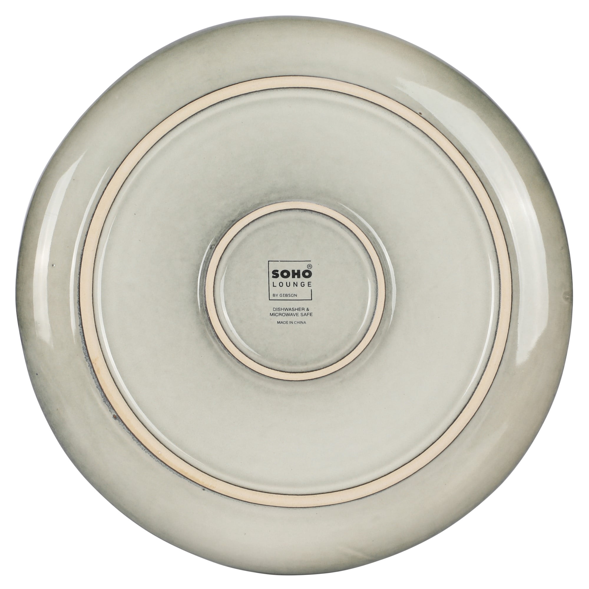 Gibson Soho Lounge Nardini 12 Piece (Service for 4) Plates and Bowls Reactive Glaze Dishes Stoneware Ceramic Dinnerware Set - Moon White
