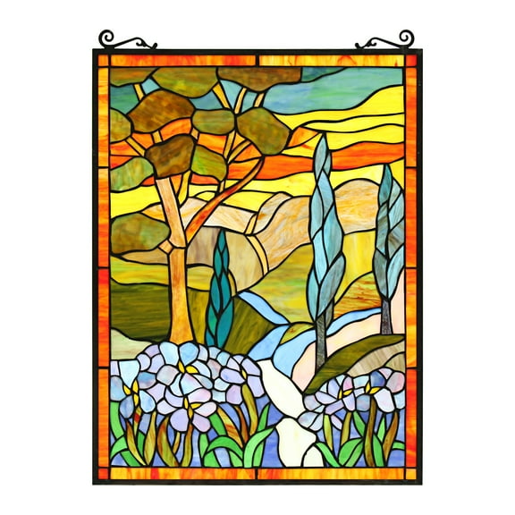 RADIANCE Goods Tiffany-Glass Floral Window Panel 18X24