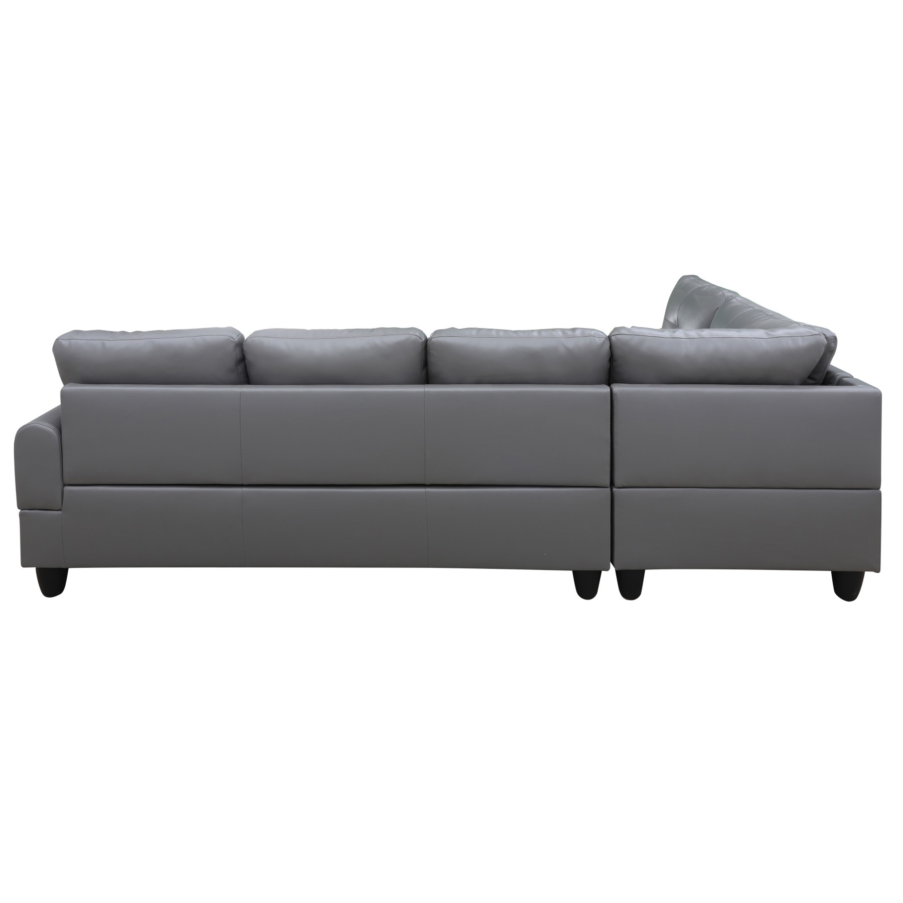 Hommoo Faux Leather L Shaped Sectional Couch and Sofa Set, Modern Living Room Furniture Set, Left Side, Dark Grey