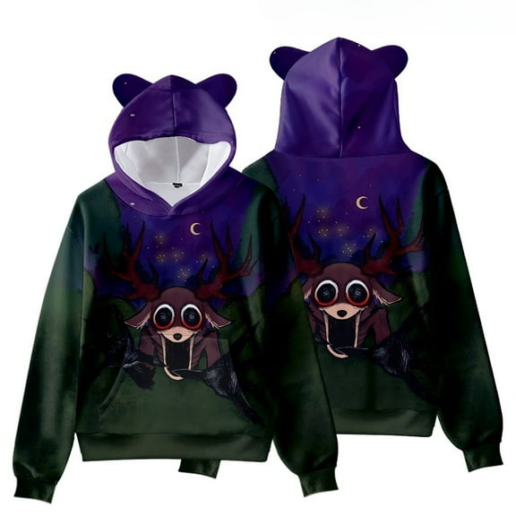 99 Nights In The Forest 3D Figure Printed Hoodie Kids Funny 99 Nights In The Forest Cat's Ear Shaped Sweatshirt