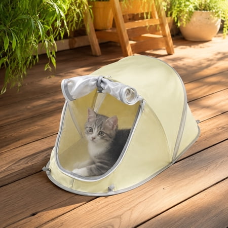 Cat Tent Pet Cage Pop-Up Pet Tent for Cat & Dogs Small Waterproof UV Resistant Kennel Cats Shelter Hideaway for Yard Lawn Balcony Patio Picnic