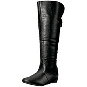 Brinley Co. Women's Wide Calf Buckle Detail Inside Pocket Faux Leather Boots Black Size 11
