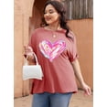 thumbnail image 4 of XCHQRTI Womens Oversized Love Shirt Half Sleeve Summer Tee Graphic Valentine's Day Plus Tops, 4 of 7