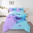 thumbnail image 1 of Ensemble de Literie Papillon pour Filles Dégradé Bleu Violet Ensemble de Couette Très Grand Imprimé de Papillons de Rêve Ensembles de Couette de Literie Insert de Couette Papillon Animal de Ferme Rustique Style Romantique Courtepointe pour Garçons Enfants Ados, 1 of 7