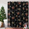 thumbnail image 3 of 66x72 Inch Shower Curtains for Bathroom, Christmas Black Fabric Bath Curtain Decor, Xmas Cane Berries Pinecone Snowflakes Waterproof Restroom Curtains Shower Set Accessories with 12 Hooks 66 Inch, 3 of 8