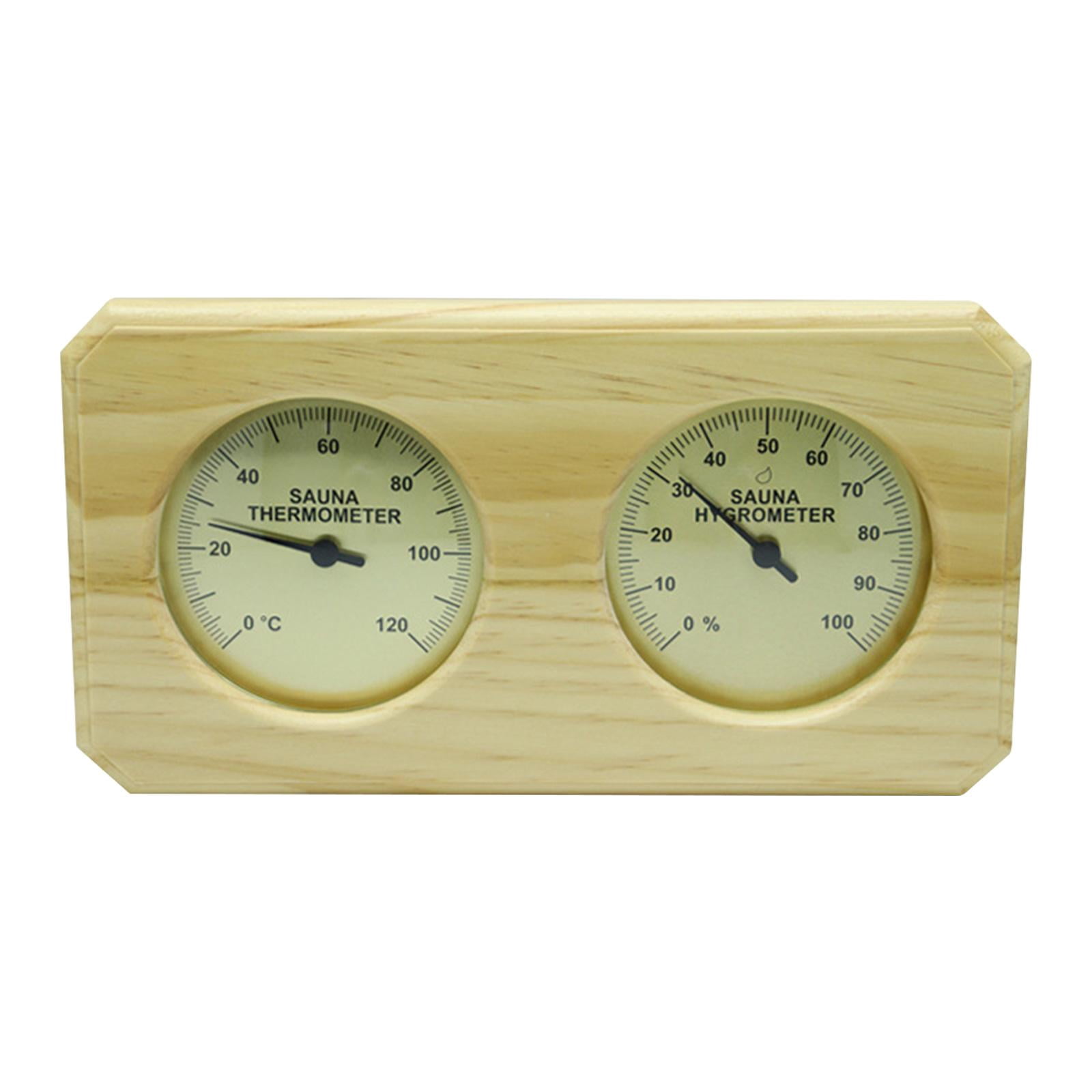 Nishiyuenyi Hygrometer Wooden Thermometer, Sauna Hygrothermograph Gauge Humidity Temperature Horizontal