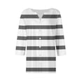 thumbnail image 4 of yunLCZ Ladies Blouse Clearance Womens Summer Tops Fashion 2025 V Neck Print Shirts Casual Button Down 3/4 Lenght Sleeve Blouses Summer short sleeve loose fit tunics, 4 of 5
