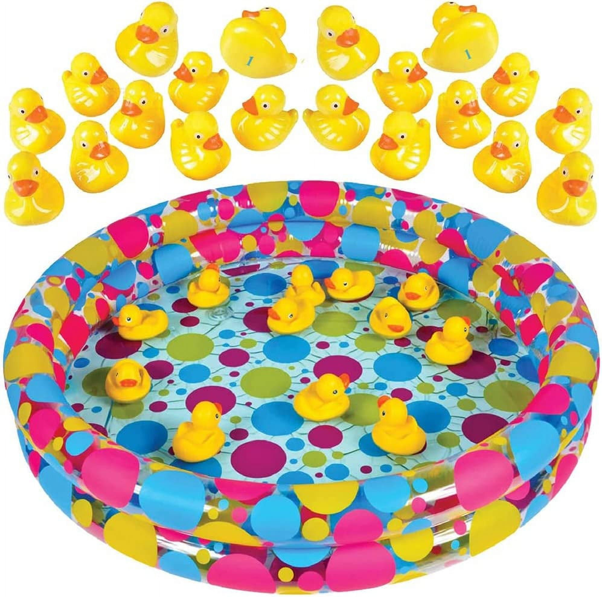 ArtCreativity 20 Rubber Duck Matching Game with 3" Pool for Kids  Ages 3+ - Duck Pond Carnival Game, Yellow